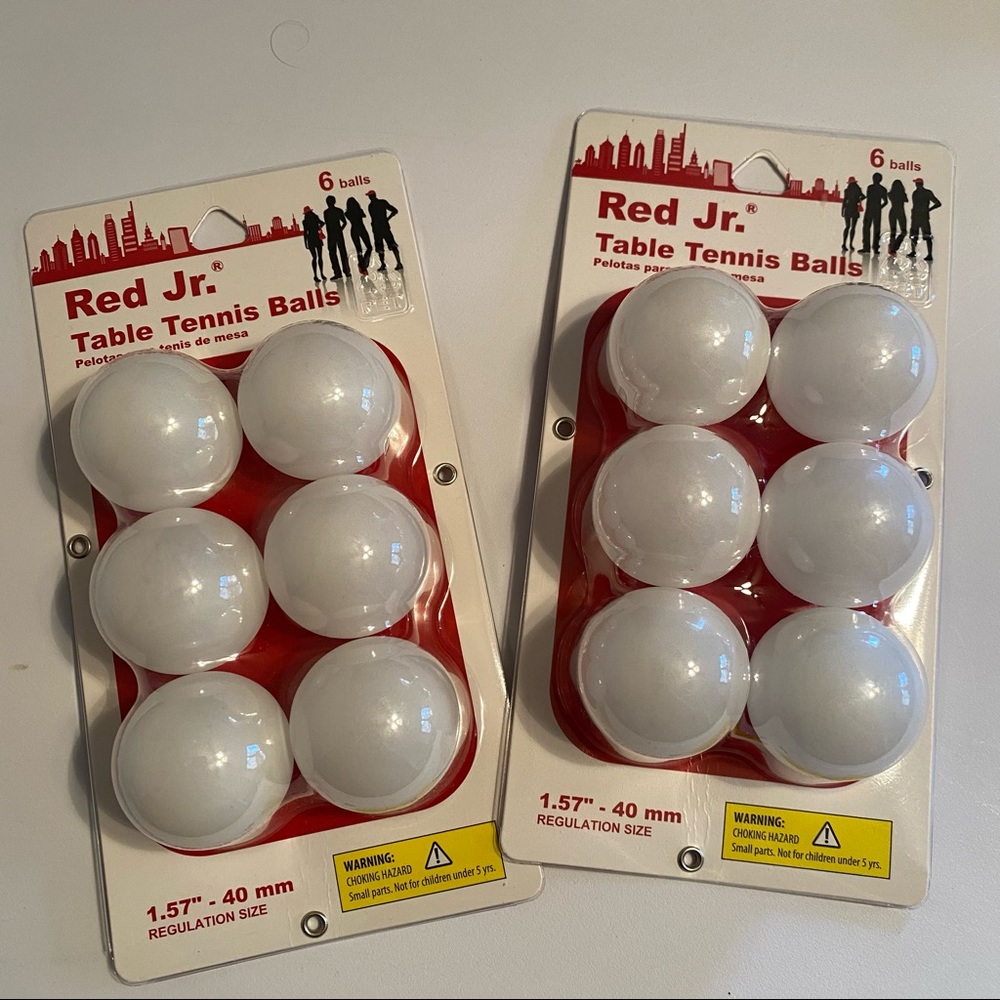 Two six packs table tennis balls